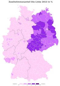 Die Linke 2,6 – 7 % > 7 – 15 % > 15 – 22 % > 22 – 28 % > 28 – 34,6 %