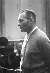 General Erich Hoepner at the Volksgerichtshof. In 1941, Hoepner called for an extermination war against the Slavs in the Soviet Union. Bundesarchiv Bild 151-25-07, Berlin, Volksgerichtshof, Erich Hoepner.jpg