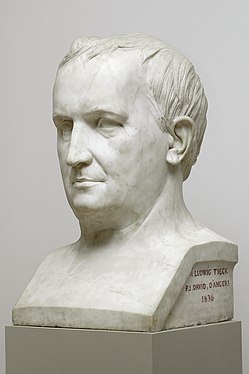 Pierre-Jean David d'Angers, Ludwig Tieck, 1836, marbre, h. 79 cm, Dresde, Bibliothèque d'État et universitaire de Saxe.