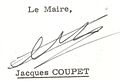 Signature du maire Jacques Coupet en 1973