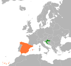 Map indicating locations of Croatia and Spain