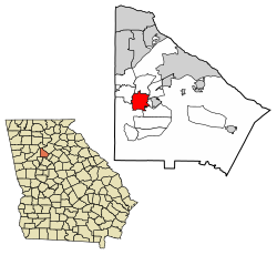Расположение в округе ДеКалб и штате Джорджия