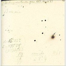 Description de l'image Drawing of comet 55P by Tempel-from his personal notebooks in the Arcetri.jpg.
