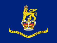 The flag of the Nigerian Governor-General featuring the St Edward's Crown Flag of the Governor-General of Nigeria (1960-1963).svg