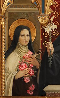 Left panel of triptych depicting Saint Thérèse of Lisieux