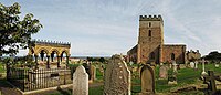 Panorama of St Aidan's churchyard, Bamburgh