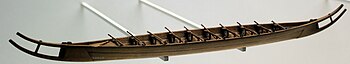 Modell des Hjortspringboots im Maßstab 1:50