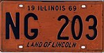 Номерной знак Иллинойса 1969 года - Номер NG 203.jpg