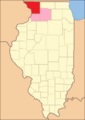 Jo Daviess between 1836 and 1837. Whiteside and Ogle Counties remained temporarily attached to Jo Daviess until county governments could be organized.[9]