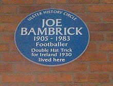 Joe Bambrick - Blue plaque, Rodden Street, Belfast, 27-Jan-2008.JPG