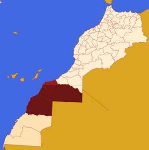 Localização da região em Marrocos. Sara ocidental incluído.