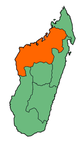 Harta Madagascarului cu Mahajanga evidențiată