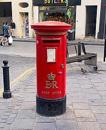 Post box in Sliema with royal monogram of Queen Elizabeth II. Mailbox in Sliema.jpg