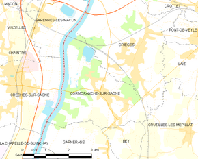 Poziția localității Cormoranche-sur-Saône