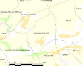 Mapa obce Monceau-sur-Oise