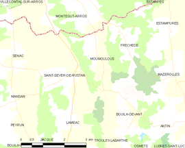 Mapa obce Saint-Sever-de-Rustan