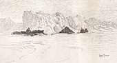 Tegning av Lars Jorde til Fram over Polhavet. Den norske polarfærd 1893–1896, om Fridtjof Nansens Fram-ekspedisjon. Kilde: Nansen: Farthest North, Vol. II, utgitt av Constable & Co, London 1897