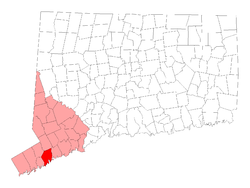 Location in Fairfield County and Connecticut