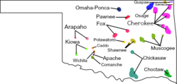 Distribuição das língua nativas em Oklahoma