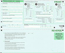 Australian Arrival Card