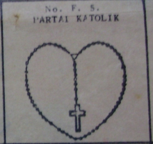Partai Katolik on 1955 ballot paper Partai katolik symbol on 1955 ballot paper.png