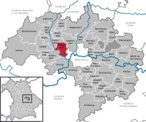 Poziția Pettendorf pe harta districtului Regensburg