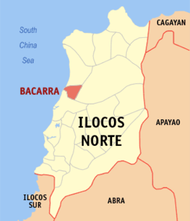 Bacarra na Ilocos Norte Coordenadas : 18°15'6.79"N, 120°36'38.57"E