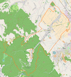 Mapa konturowa Pieszyc, blisko centrum na prawo znajduje się punkt z opisem „Pieszyce Górne”