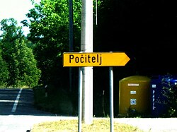 tabla na skretanju u Počitelj