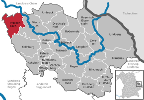 Poziția Prackenbach pe harta districtului Regen