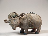 Sculpture in the form of a tapir-like fantasy animal with polychrome decor (1973)