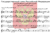 التوزيع الموسيقي (ورقة النوتة) المختصرة للنشيد الروسي