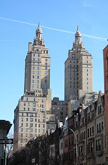 The towers of the San Remo as seen from the west San Remo apt bldg from 9th Av jeh.jpg