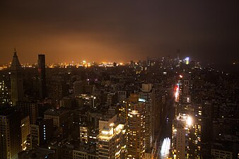 Power outage in Manhattan as Hurricane Sandy makes landfall.