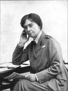 Seated portrait of Eleanor Soltau in uniform