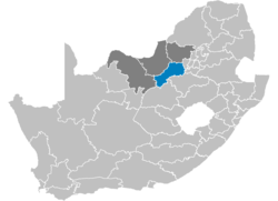Karte de Sud Afrika montra Sudi Distrikte in Nord-west Provinse