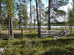 Sundtjärnen med det restaurerade rengärdet i förgrunden.