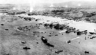 Okinawa beachhead on L+3 day, 1945. Supplying and developing the beachhead.jpg