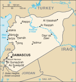 English: Map of Syria from the CIA Factbook.