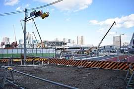 2020年1月29日撮影 取付道路工事を高輪二丁目交差点より見る