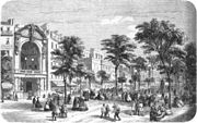Ursprüngliches Gebäude der Institution, Théâtre Historique auf dem Boulevard du Temple (1862, kurz vor dem Abriss)