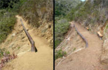 Recuperación del sendero sector Coipo Chico. Estado previo (izquierda) y actual (derecha)