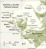 Weddell Island ist von Inseln umgeben.