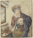 Крестьянин в лохмотьях и с кувшином в руке. 1680-е. Бумага, мелки (пастель?), акварель. Штеделевский художественный институт, Франкфурт-на-Майне