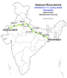 (Ховрах - Джайсалмер) Express Route map.png