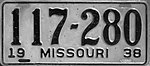 Номерной знак штата Миссури 1938 года.jpg