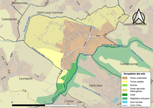 Carte en couleurs présentant l'occupation des sols.