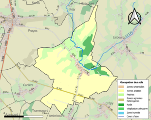 Carte en couleurs présentant l'occupation des sols.