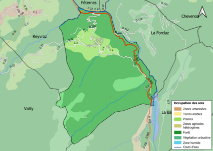 Carte en couleurs présentant l'occupation des sols.