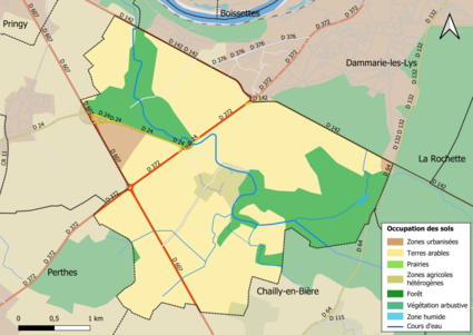 Carte des infrastructures et de l'occupation des sols en 2018 (CLC) de la commune.